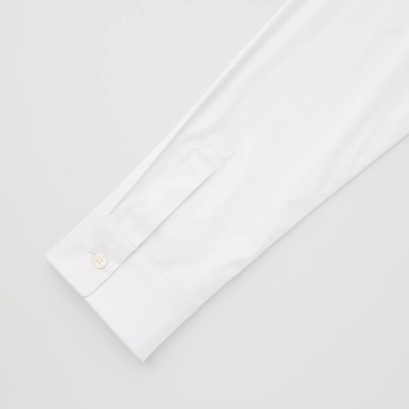 Uniqlo Supima Cotton Stretch Broadcloth Long Sleeved Women's Shirts White | VWJHAK375