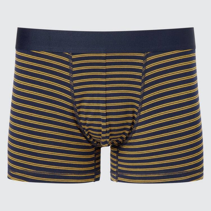 Uniqlo Supima Cotton Striped Low Rise Boxer Men\'s Underwear Navy | OISFRK726