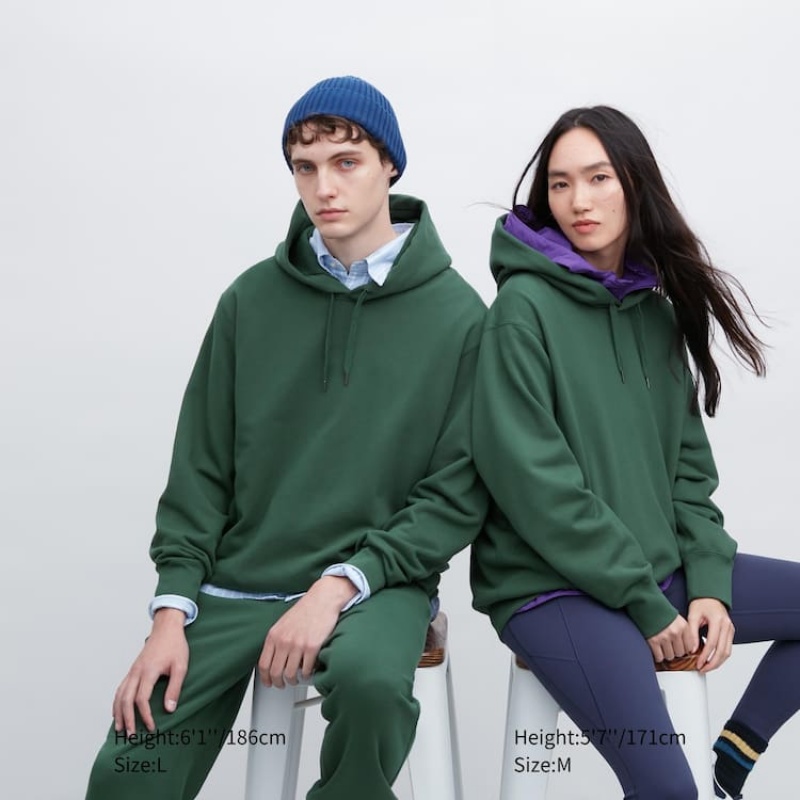 Uniqlo Sweat Pullover Men's Loungewear Dark Green | JNIFEA473