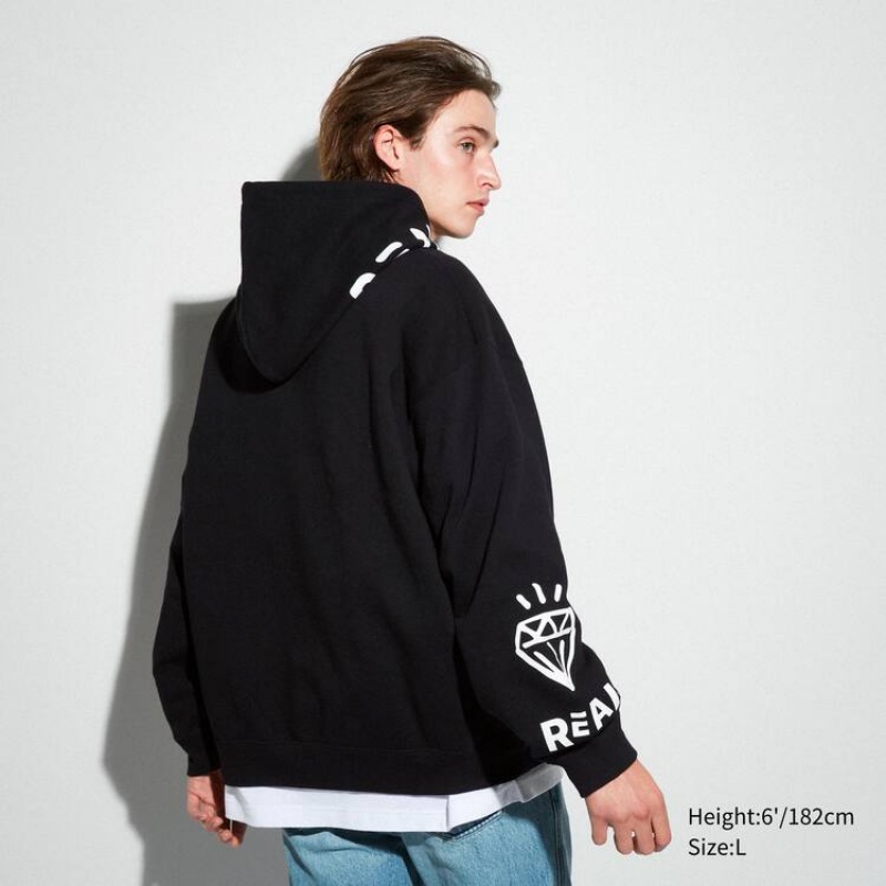 Uniqlo The Message Ut Graphic (Trevor Andrew) Men's Hoodie Black | GECHBK126