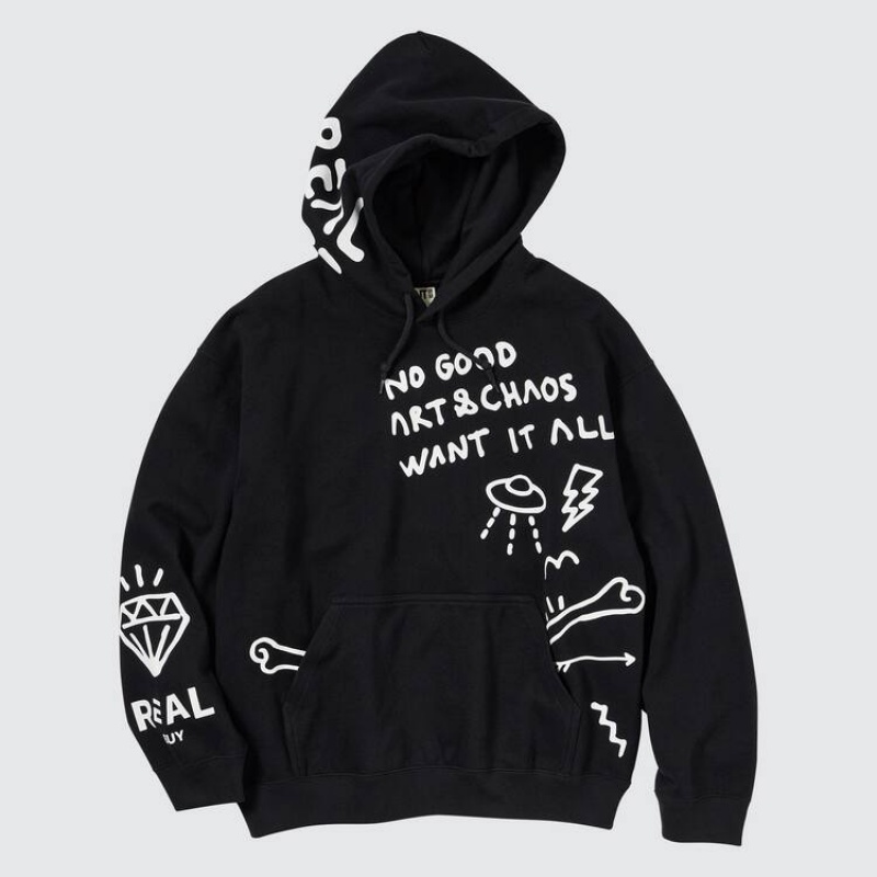 Uniqlo The Message Ut Graphic (Trevor Andrew) Men's Hoodie Black | GECHBK126