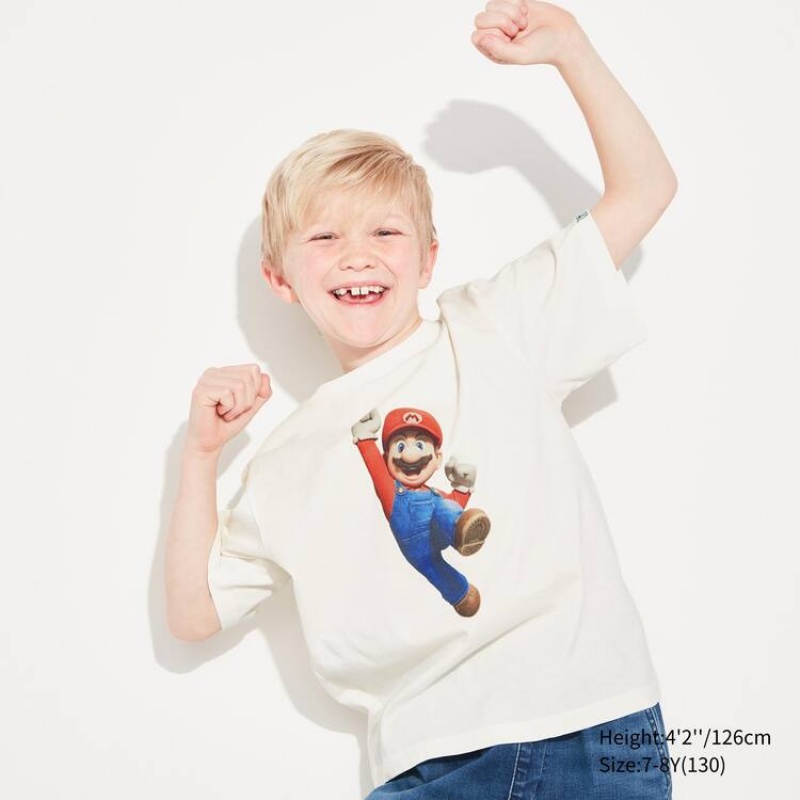 Uniqlo The Super Mario Bros Movie Ut Graphic Kids' T Shirts White | PDEUZR052