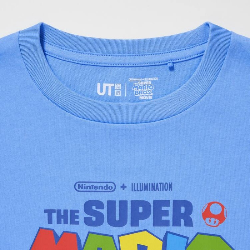 Uniqlo The Super Mario Bros Movie Ut Graphic Kids' T Shirts Blue | URTXSL397