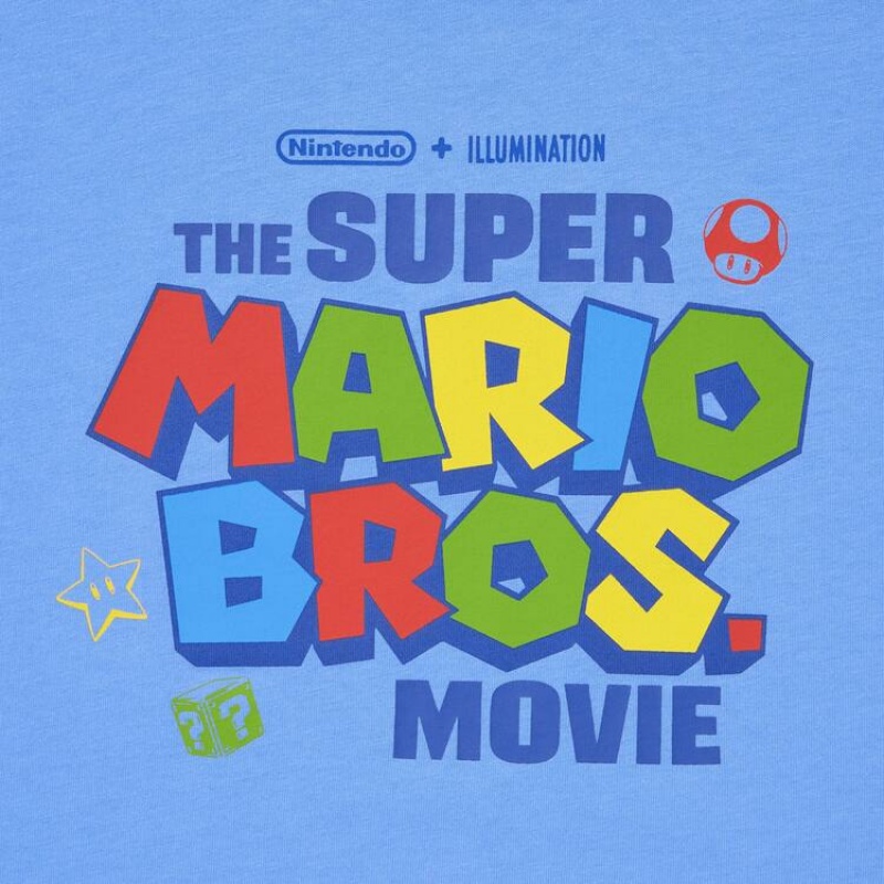 Uniqlo The Super Mario Bros Movie Ut Graphic Kids' T Shirts Blue | URTXSL397