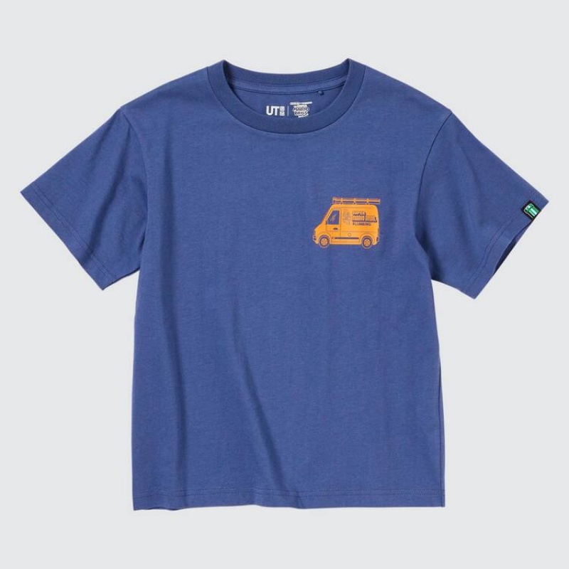 Uniqlo The Super Mario Bros Movie Ut Graphic Kids' T Shirts Blue | JXWUEM235