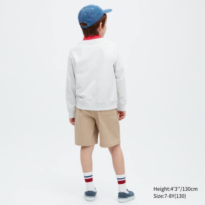 Uniqlo Twill Stretch Easy Kids' Shorts Beige | FIMUHL648