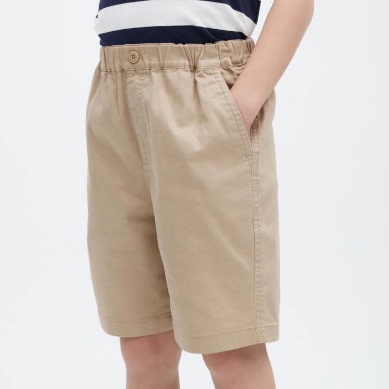 Uniqlo Twill Stretch Easy Kids' Shorts Beige | FIMUHL648