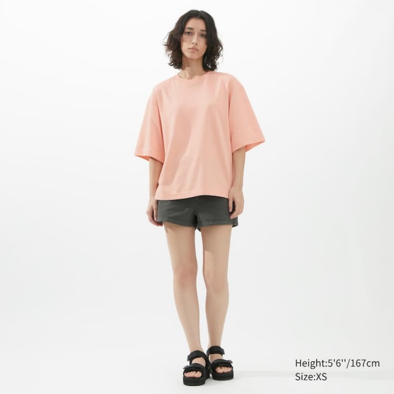 Uniqlo U Airism Cotton Oversized Women's T Shirts Pink | YMQSHX861