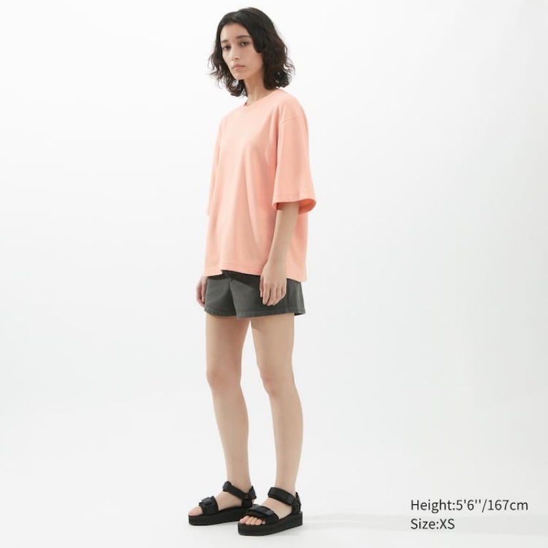 Uniqlo U Airism Cotton Oversized Women's T Shirts Pink | YMQSHX861