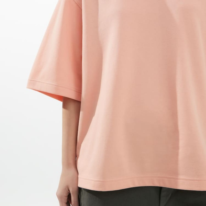 Uniqlo U Airism Cotton Oversized Women's T Shirts Pink | YMQSHX861