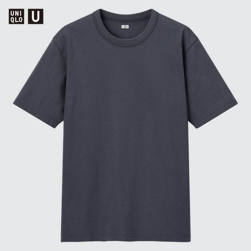 Uniqlo U Crew Neck Men\'s T Shirts Grey | WSBMER298