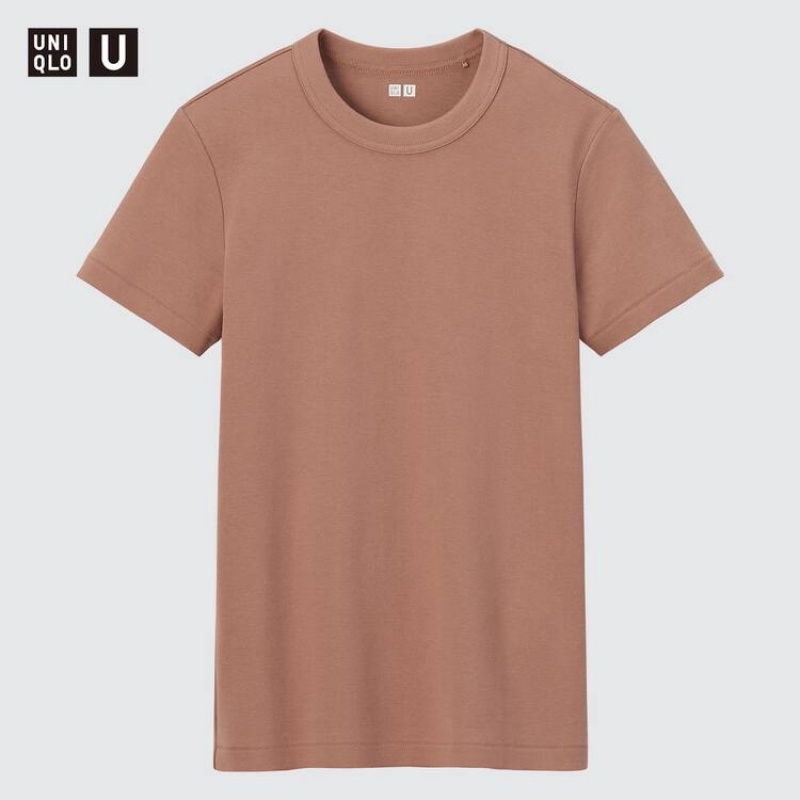 Uniqlo U Crew Neck Women's T Shirts Pink | GPTSBO510