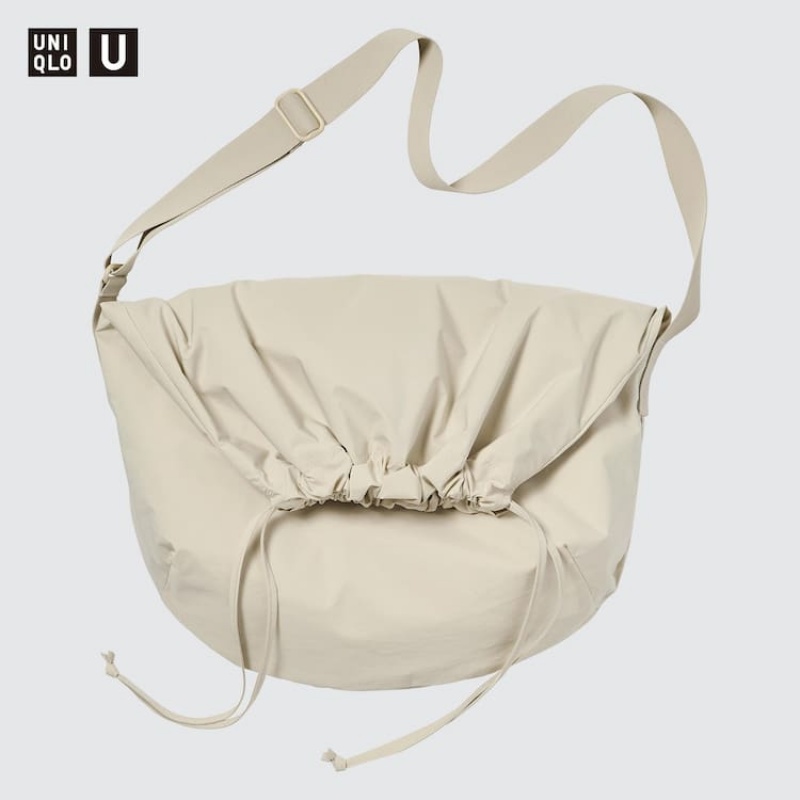 Uniqlo U Drawstring Shoulder Men\'s Bags Beige | YEQVIN914