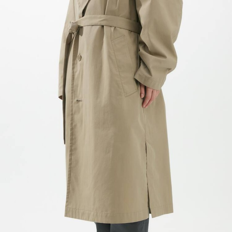 Uniqlo U Hooded Long Women's Coats Khaki | CZNVLY067