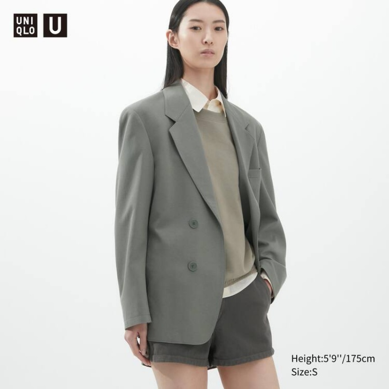 Uniqlo U Jersey Tailored Women\'s Jackets Grey | TKXBVH237