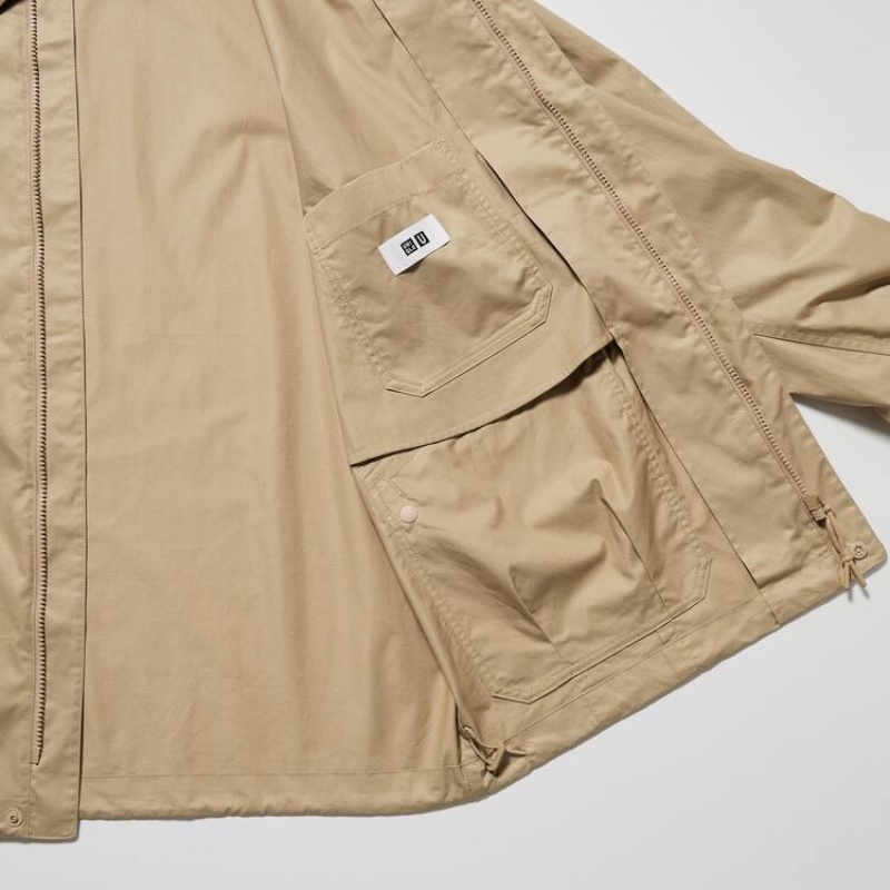 Uniqlo U Oversized Utility Men's Jackets Beige | FWCTNY476