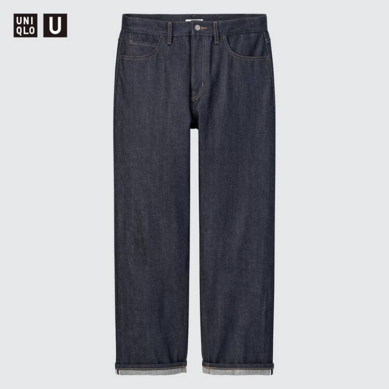 Uniqlo U Selvedge Regular Fit Men\'s Jeans Navy | IVJLCT269