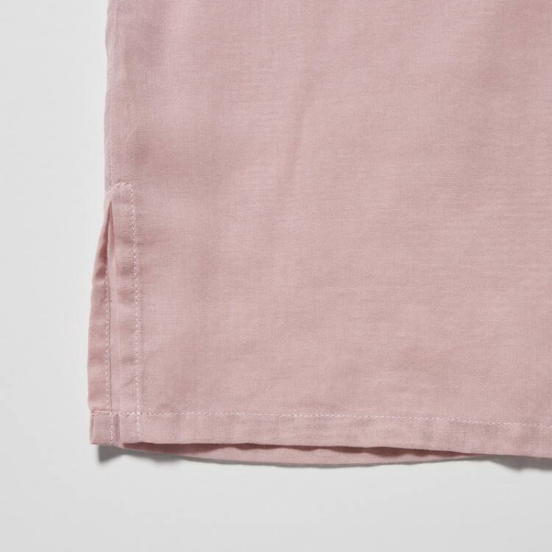 Uniqlo U Sheer Short Sleeved Women's Shirts Pink | ELYWJO379