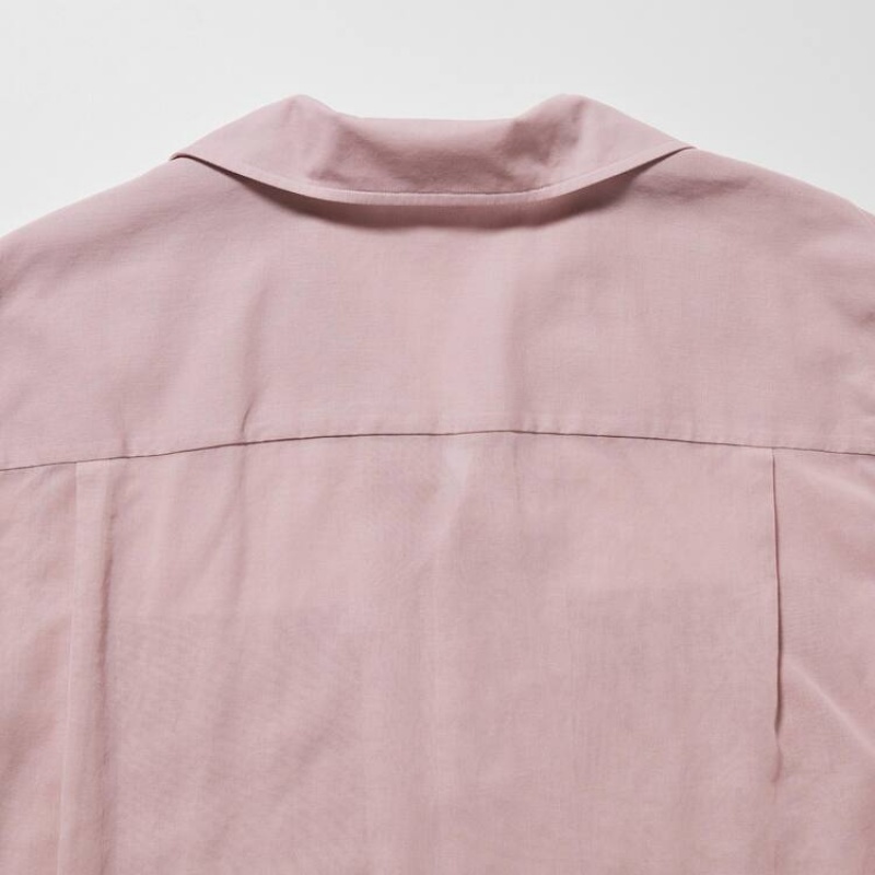 Uniqlo U Sheer Short Sleeved Women's Shirts Pink | ELYWJO379