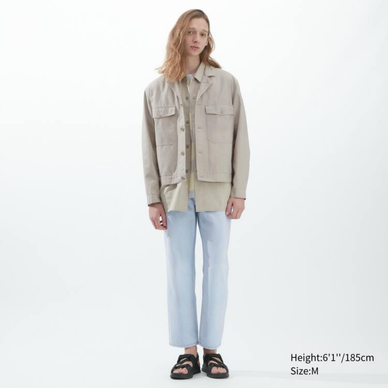 Uniqlo U Short Men's Jackets Beige | ENFJUH482