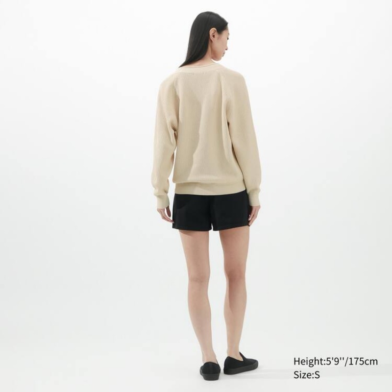 Uniqlo U V Neck Women's Knitwear Beige | NERSYL165