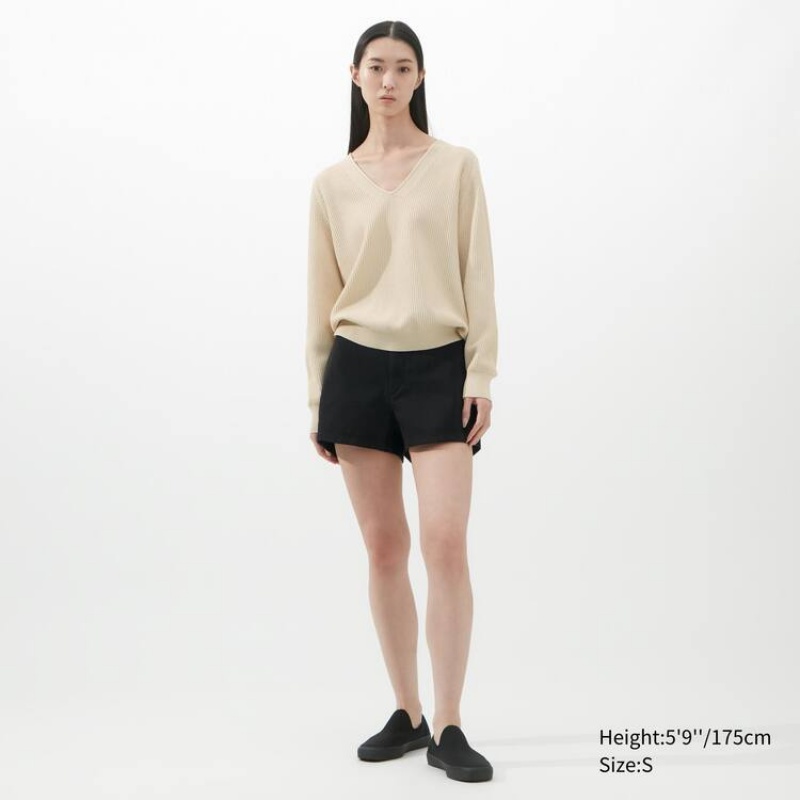 Uniqlo U V Neck Women\'s Knitwear Beige | NERSYL165