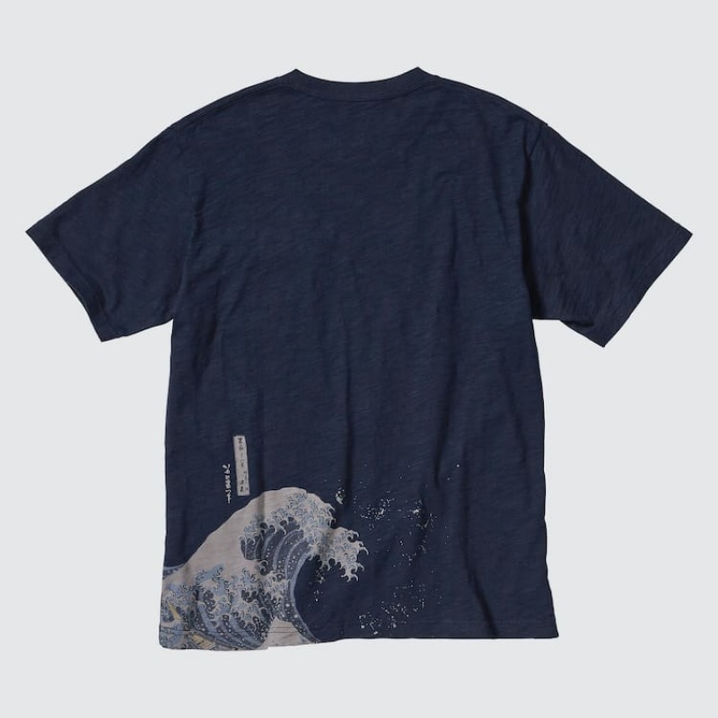 Uniqlo Ukiyo-e Archive Ut Graphic Men's T Shirts Navy | HYELTK251