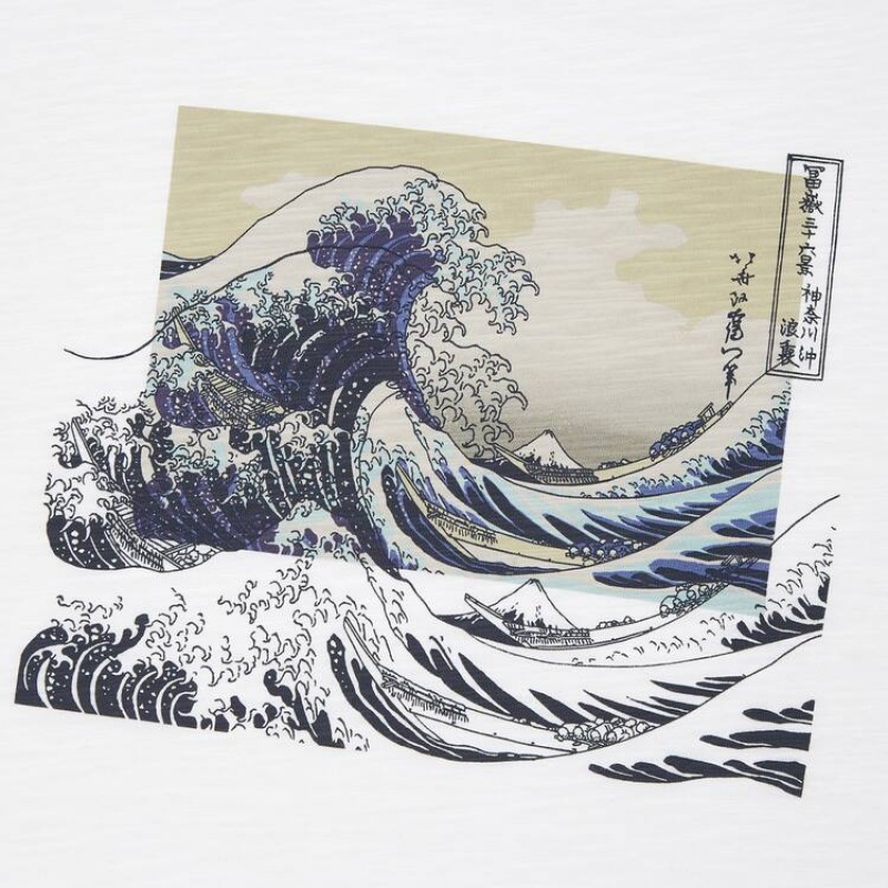 Uniqlo Ukiyo-e Masters Ut Graphic Men's T Shirts White | FVBDNE524