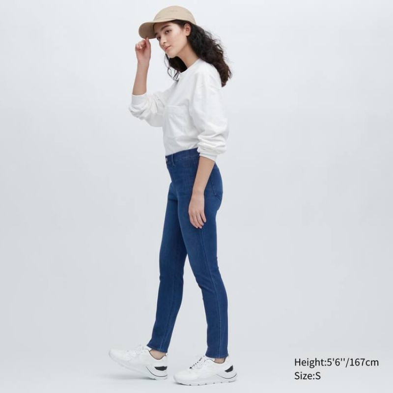 Uniqlo Ultra Stretch Denim Women's Trousers Blue | BXSOHT419