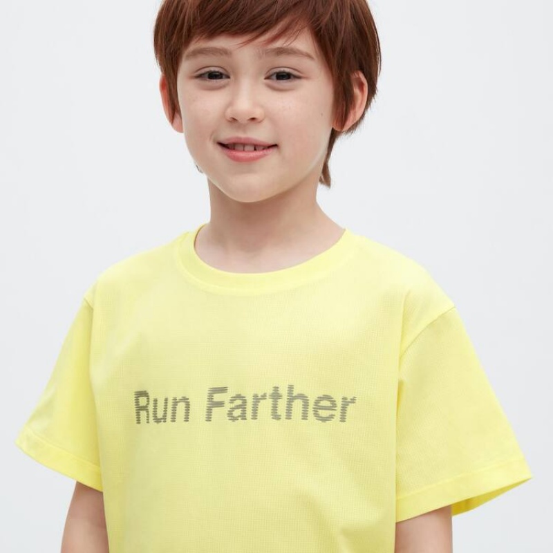 Uniqlo Ultra Stretch Dry-ex Crew Neck Short Sleeved Kids' T Shirts Yellow | NFKPYW894