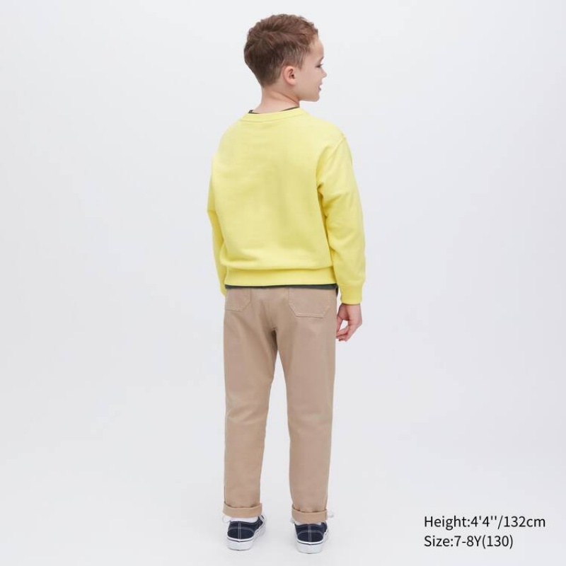 Uniqlo Ultra Stretch Kids' Sweatshirts Yellow | CWXASI154