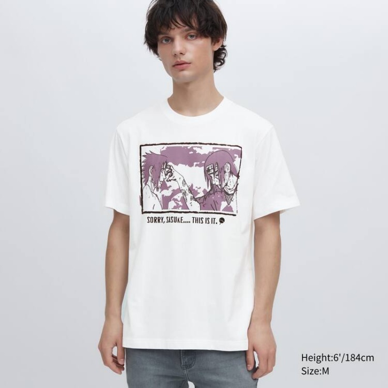 Uniqlo Ut Archive Naruto Graphic Men's T Shirts White | KCTZAS059