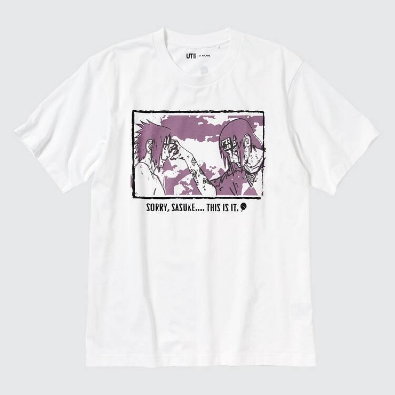 Uniqlo Ut Archive Naruto Graphic Men's T Shirts White | KCTZAS059