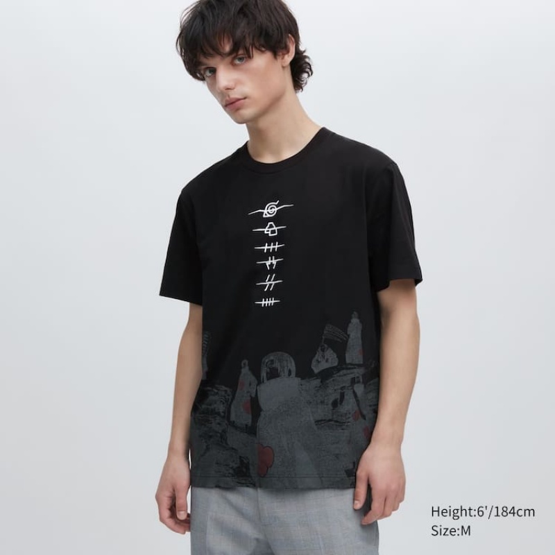 Uniqlo Ut Archive Naruto Graphic Men's T Shirts Black | NGSCZM830