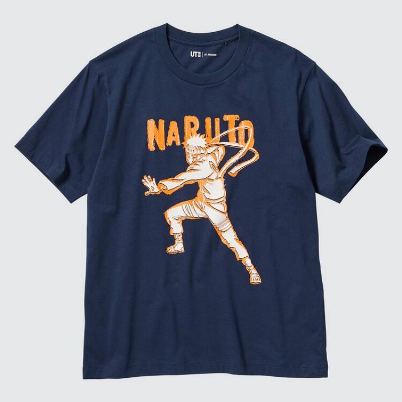 Uniqlo Ut Archive Naruto Graphic Men's T Shirts Navy | JYOZMV135