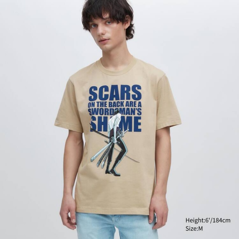 Uniqlo Ut Archive One Piece Graphic Men's T Shirts Beige | EFUPXS185