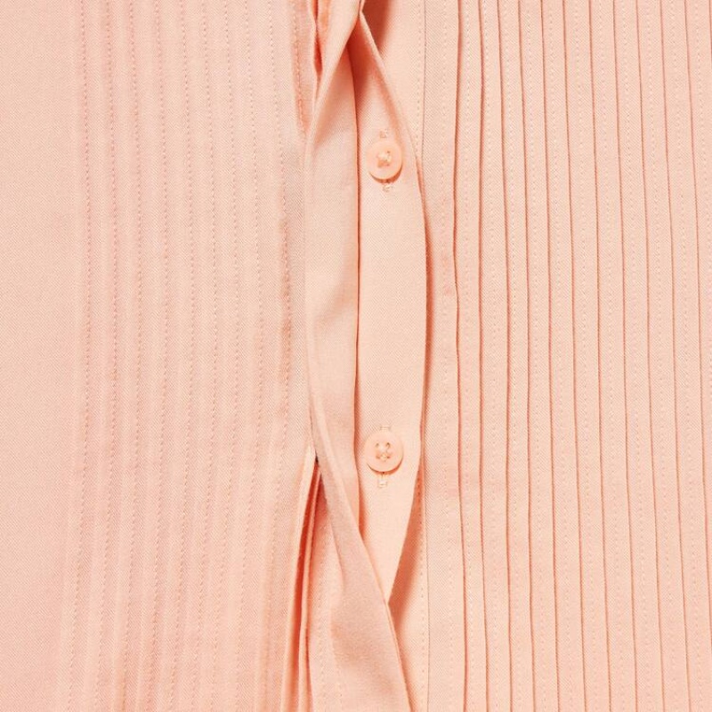 Uniqlo Viscose Pintucked Long Sleeved Women's Blouse Coral | VJSXYN931