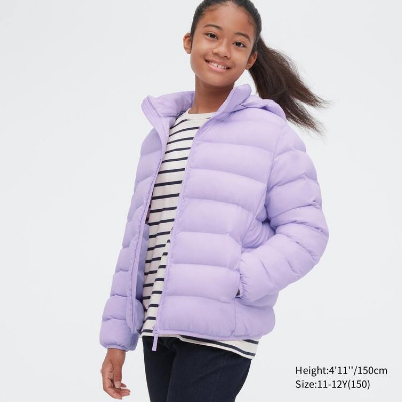 Uniqlo Warm Padded Washable Hooded Kids\' Parka Purple | MTHKBA786