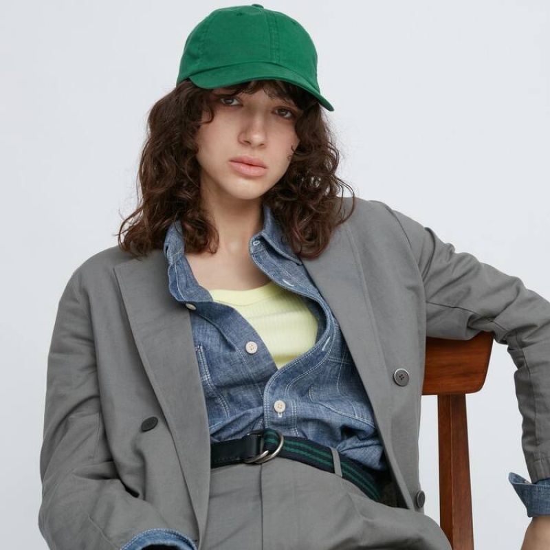 Uniqlo Washed Twill Men's Caps Green | CHFUZS096