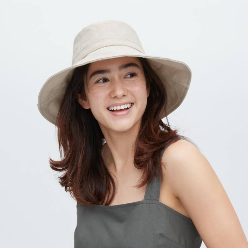 Uniqlo Wide Brim Women's Hats Beige | YAWUFS160