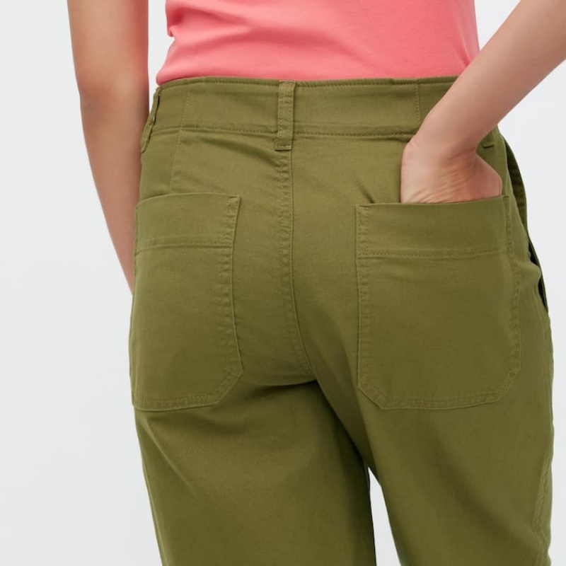 Uniqlo Wide Leg Baker Women's Trousers Olive | HTMNRU246