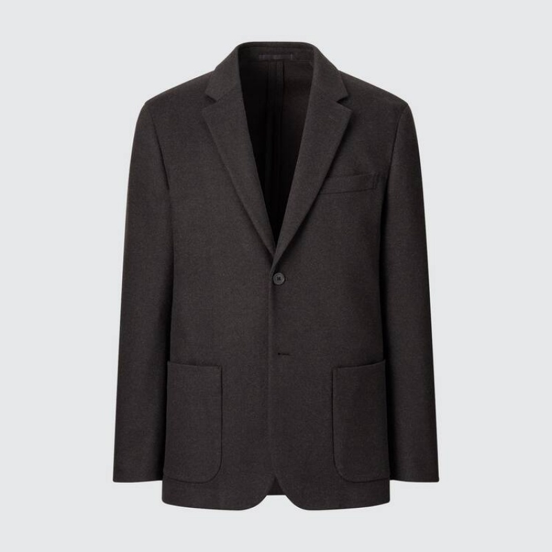 Uniqlo Wool-like Comfort Men's Jackets Dark Brown | JZAWGU062