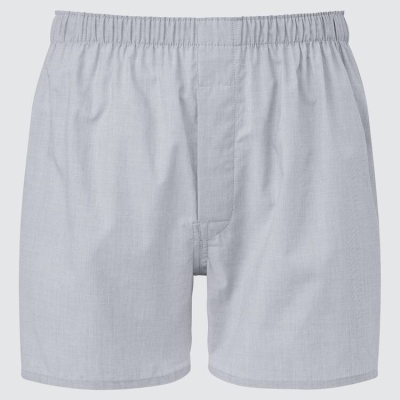 Uniqlo Woven Broadcloth Boxer Men\'s Underwear Grey | EAOLFD804