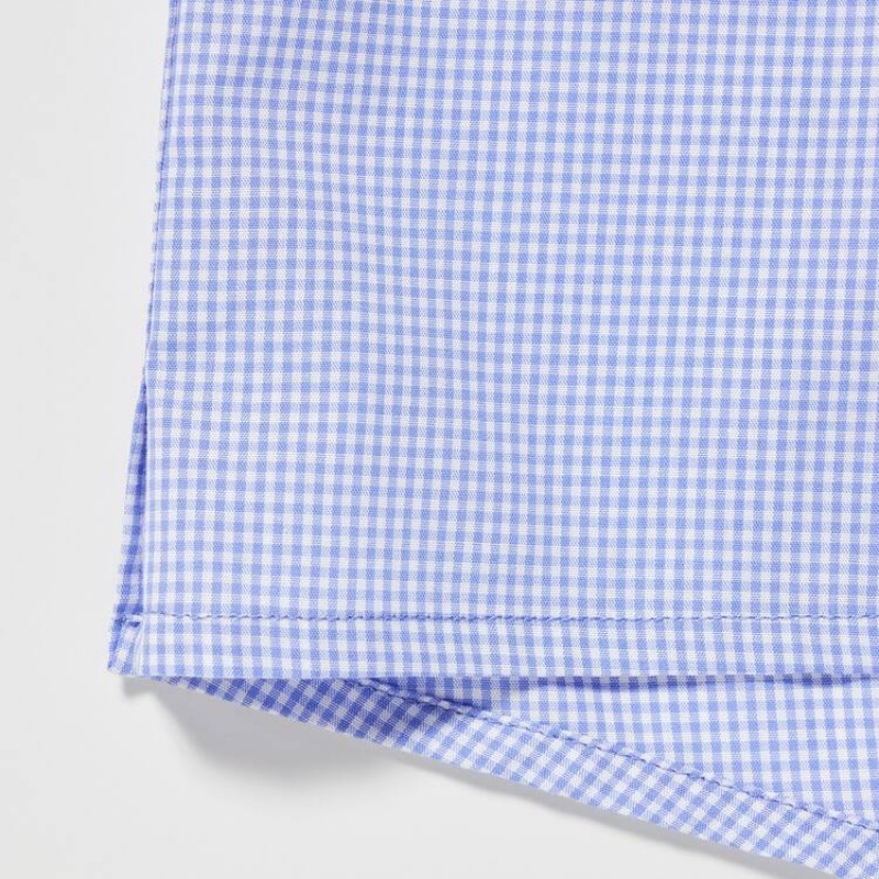 Uniqlo Woven Checked Boxer Men's Underwear Blue | FCJPLR976