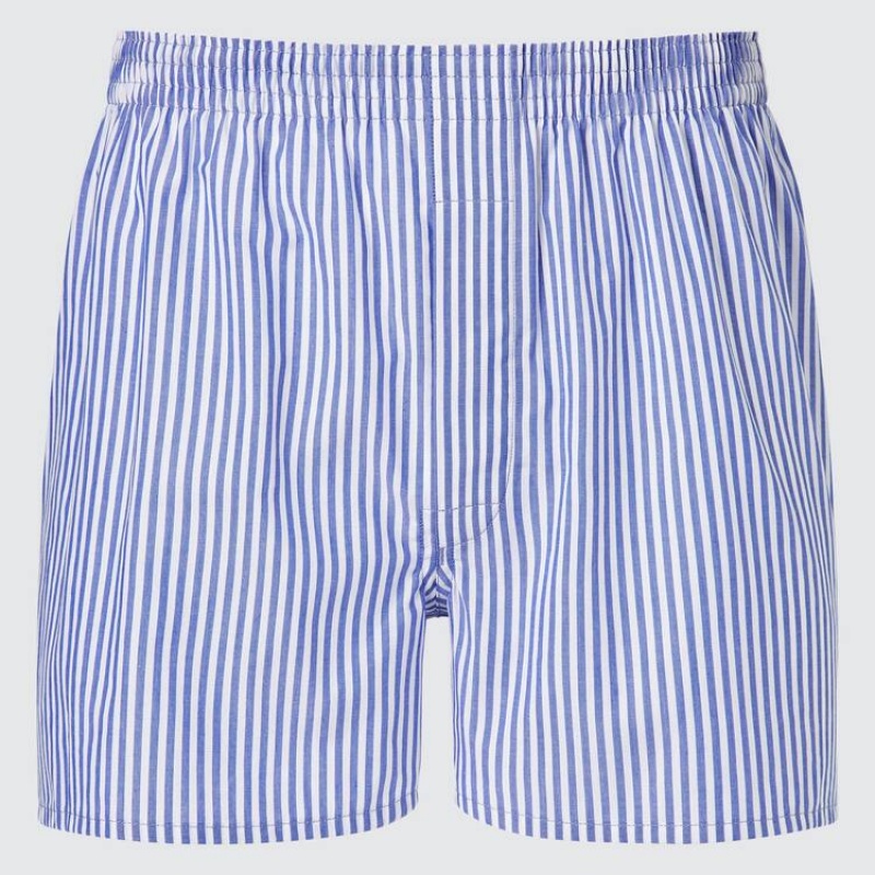 Uniqlo Woven London Striped Boxer Men's Underwear Blue | XIHWUO682