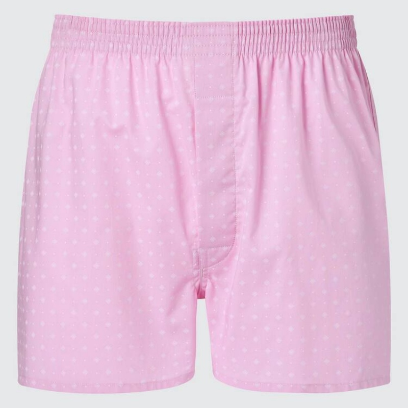 Uniqlo Woven Patterned Boxer Men's Underwear Pink | KFSLNM516