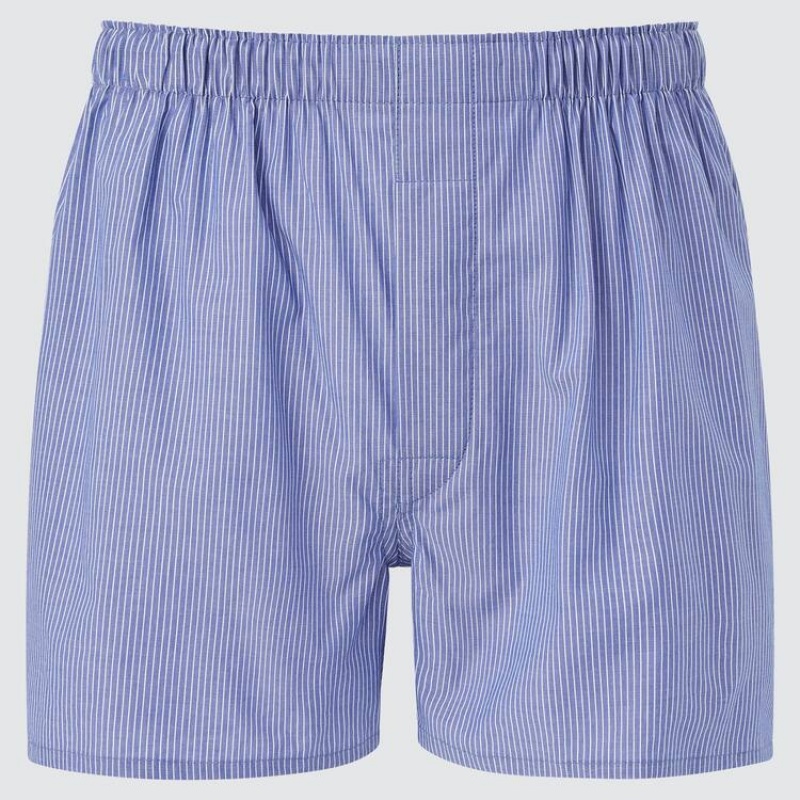 Uniqlo Woven Striped Boxer (2021 Season) Men\'s Underwear Blue | VIACGK365